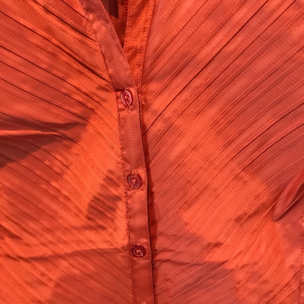 Rust Orange Button Up Textured Blouse 18/20 2X - Picture 3 of 4